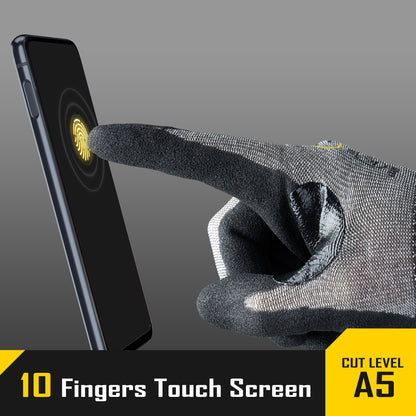 COOLJOB ANSI A5 Cut Resistant Gloves - 1/3/12 Pairs, Nitrile Rubber Dipped Safety Work Gloves for Men, Knife Proof with Grip Coating