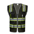 COOLJOB 9 Pockets Reflective Mesh Safety Vest for Men, Hi-vis Work Vest for Construction, Class 2 ANSI Standard