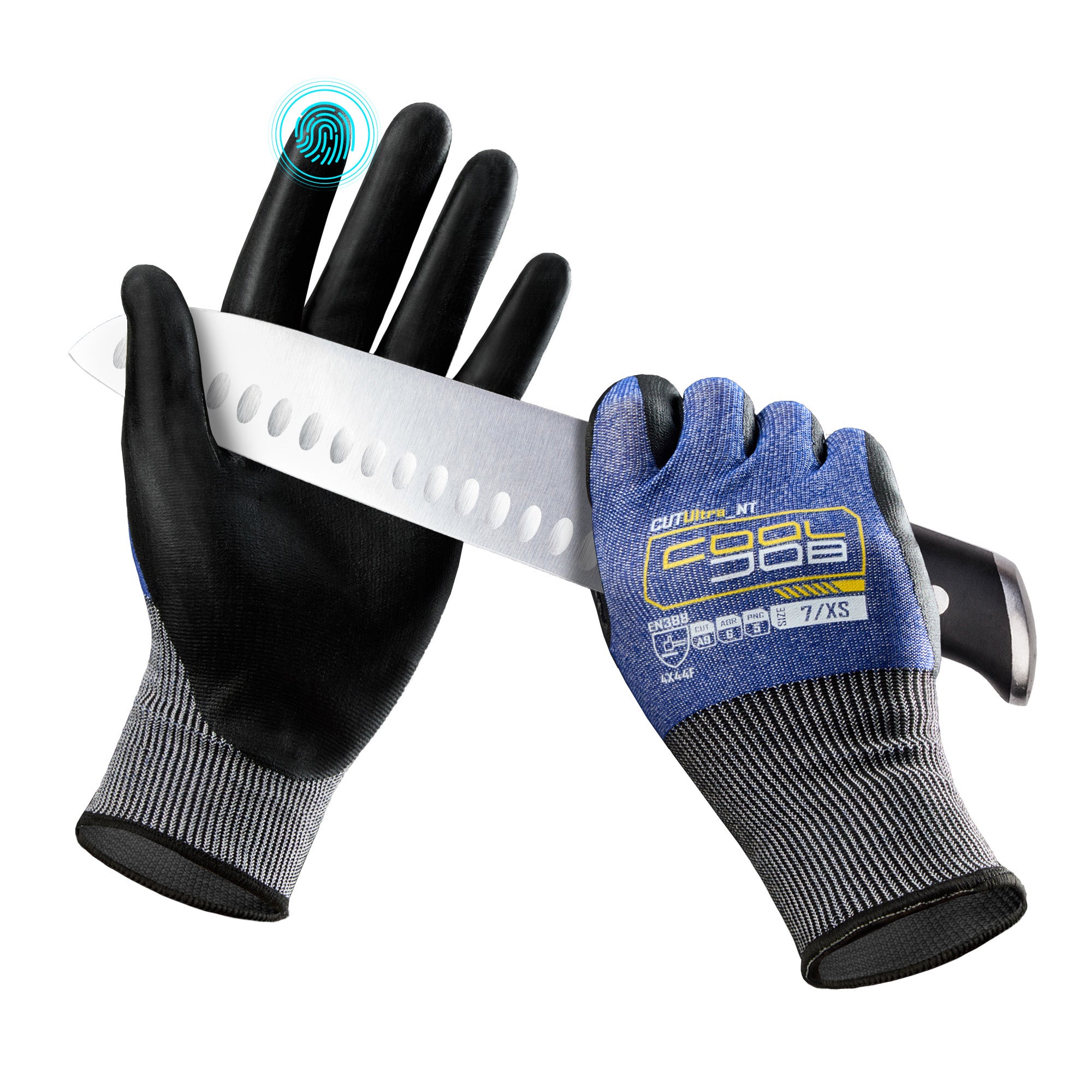 COOLJOB 3 Pairs A9 Cut Resistant Fishing Gloves, Touchscreen, Safety Work Gloves