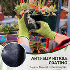 COOLJOB 2 Pairs Bamboo Touchscreen Gardening Work Gloves, Grippy Nitrile Rubber Coated