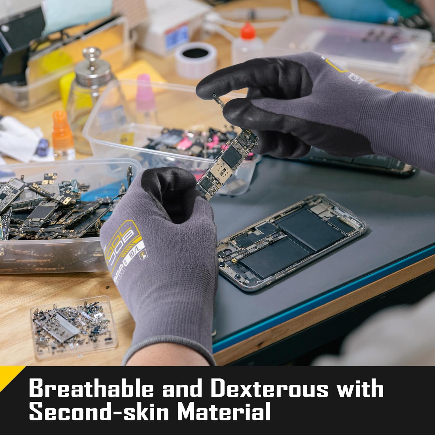 COOLJOB 3/12 Pairs Safety Work Gloves Microfoam Nitrile Rubber Coated, Touchscreen