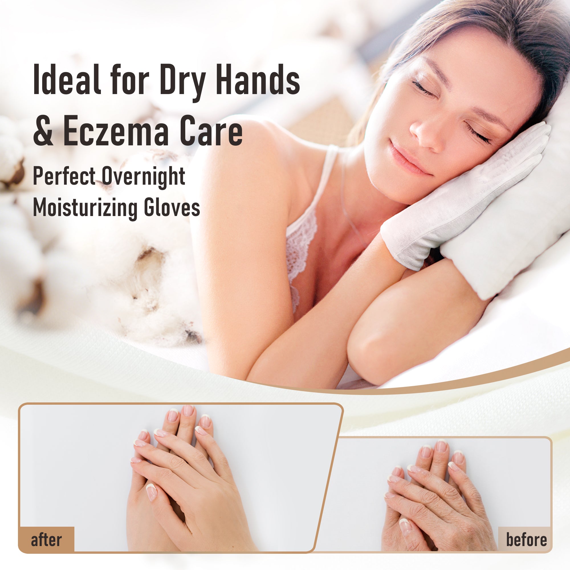 COOLJOB 6 Pairs 100% Cotton Gloves for Dry Hands Moisturizing & Eczema