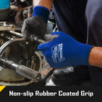 COOLJOB 12/60/120 Pairs Safety Work Gloves Pack Bulk with Grip PU Coating（Blue）