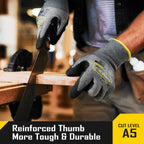 COOLJOB ANSI A5 Cut Resistant Gloves - 1/3/12 Pairs, Nitrile Rubber Dipped Safety Work Gloves for Men, Knife Proof with Grip Coating