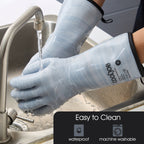 COOLJOB Heat Resistant Oven Gloves, Waterproof Liquid Silicone BBQ Grilling Gloves for Barbecue, Kitchen Cleaning, Baking