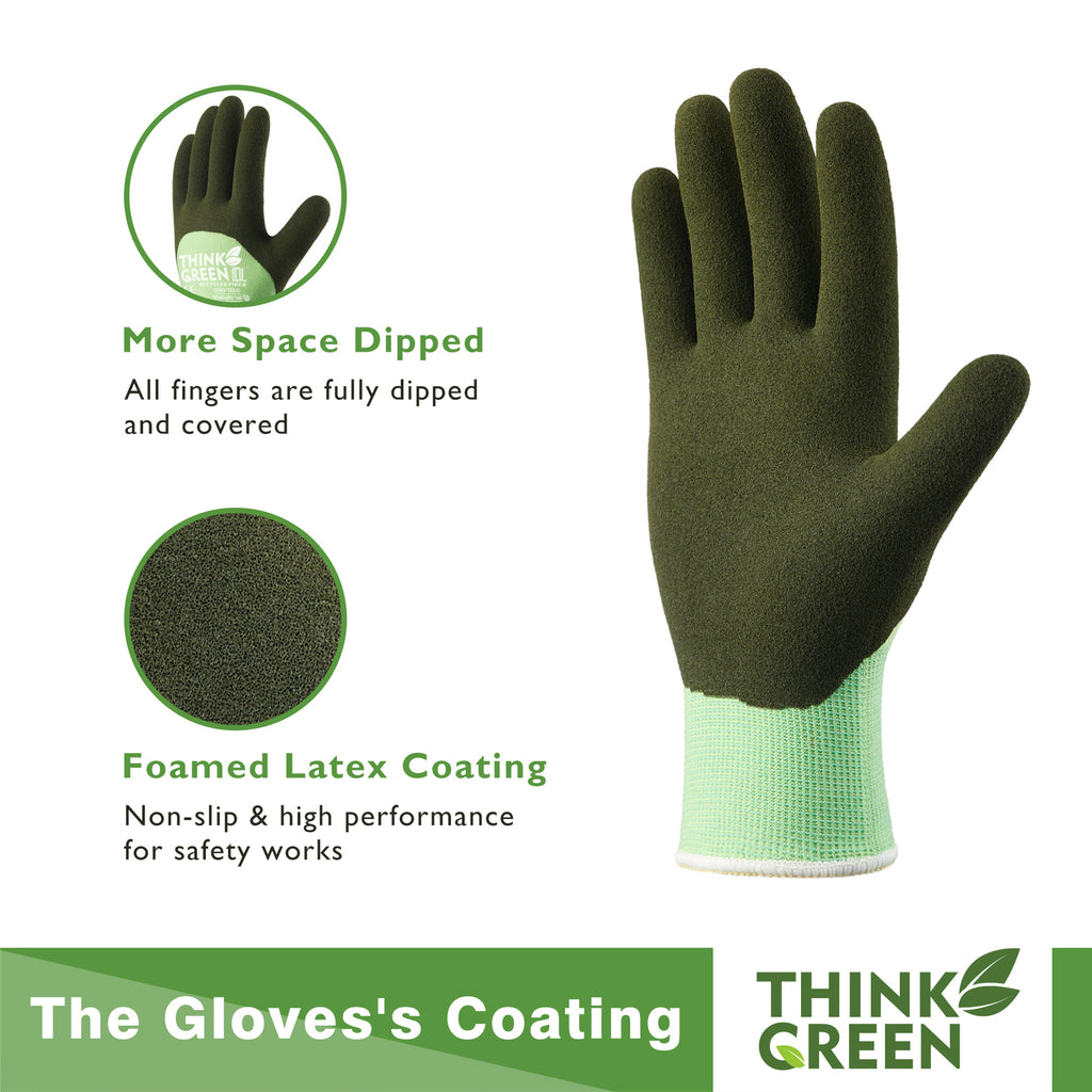 COOLJOB Think Green Thick Fleece Lined Winter Thermal Warm Freezer Work Gloves, Non-Slip Grip