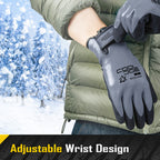COOLJOB Thermal Warm Winter Work Dark Gray Gloves with Grip, Rubber Coated Touchscreen Waterproof Freezer Gloves for Warehouse, 1 Pair