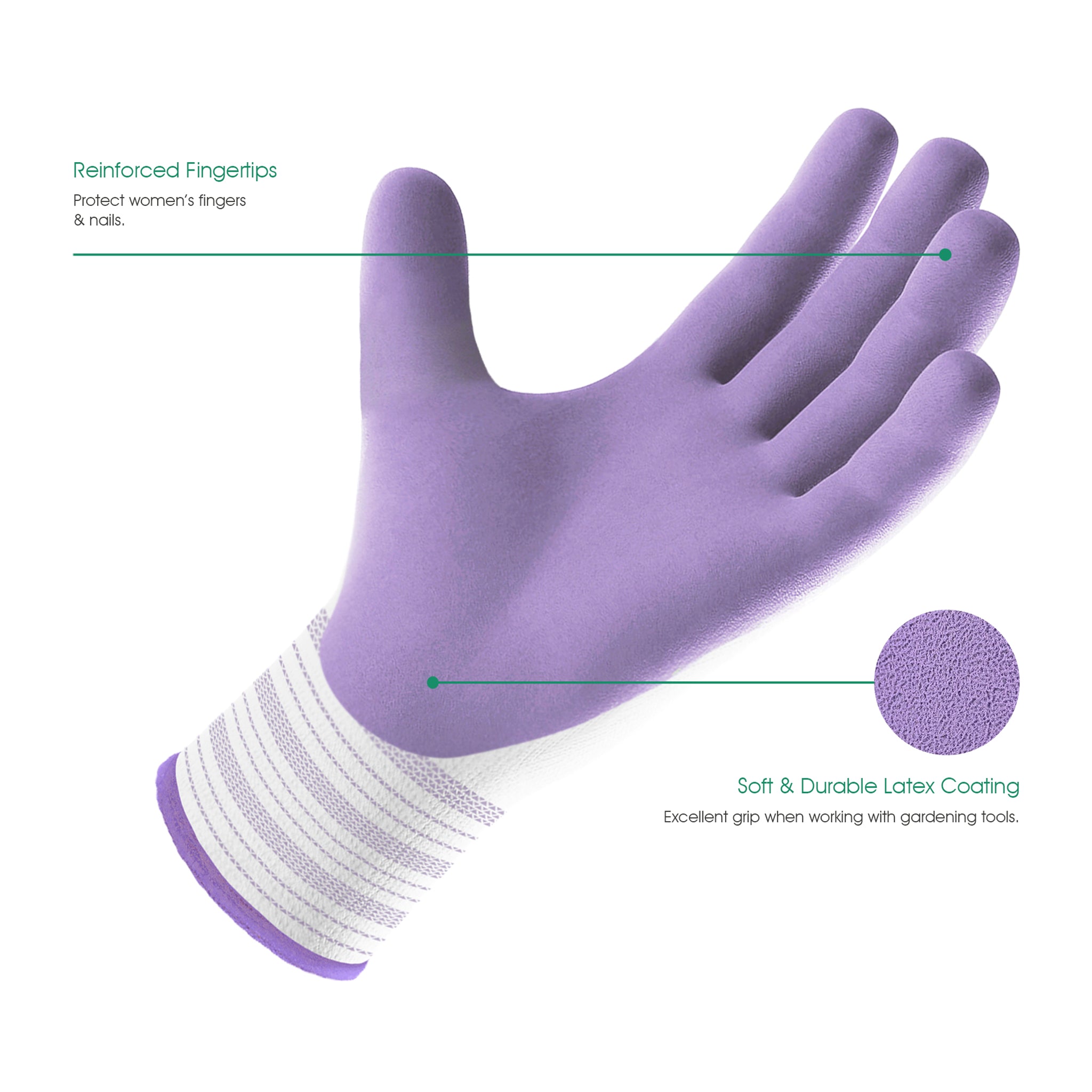 COOLJOB 2/6/10 Pairs Garden Gloves for Women, Lavender Purple & Green Apple