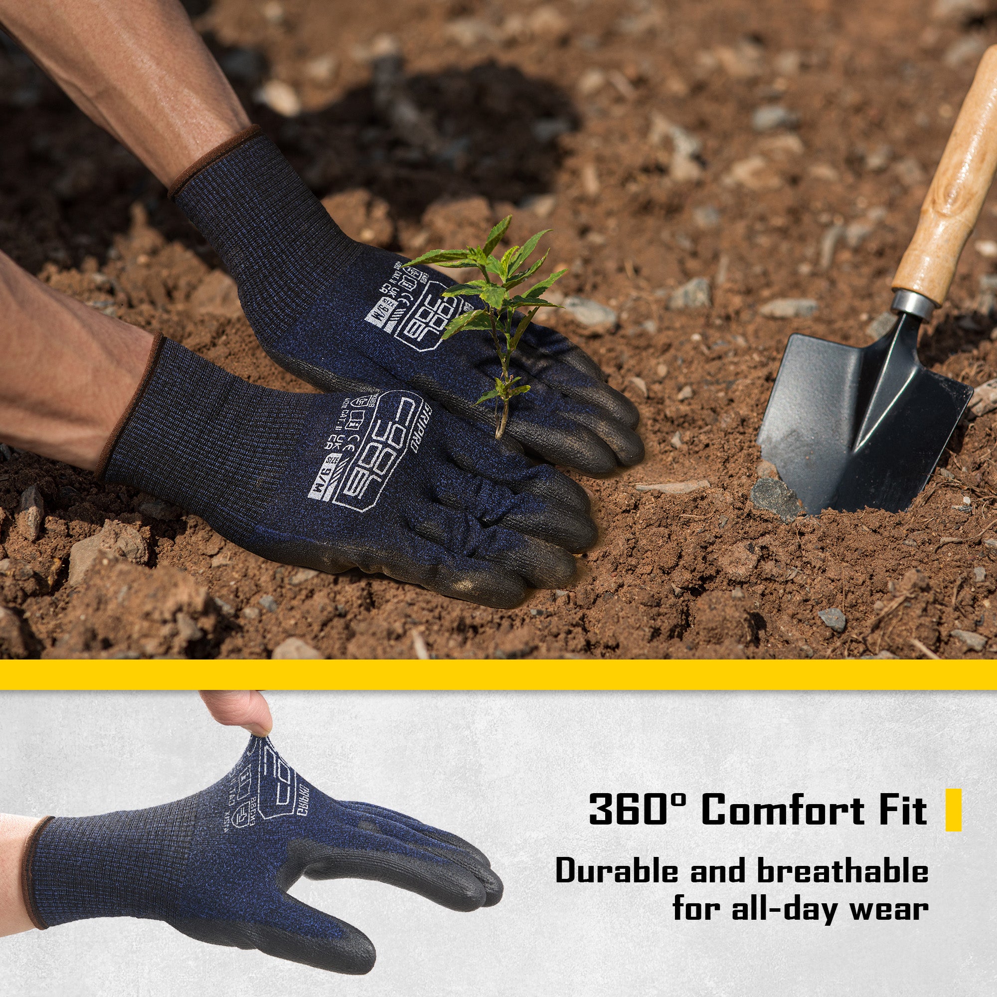 COOLJOB 12 Pairs Safety Work Gloves, Seamless Knit Nylon with Full Fingers Touchscreen, Non-slip Grip Rubber Dipped