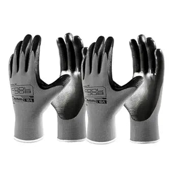 COOLJOB Nitrile Dipped Safety Work Gloves with Grip, Non-slip Rubber Coated Garden Gloves for Men