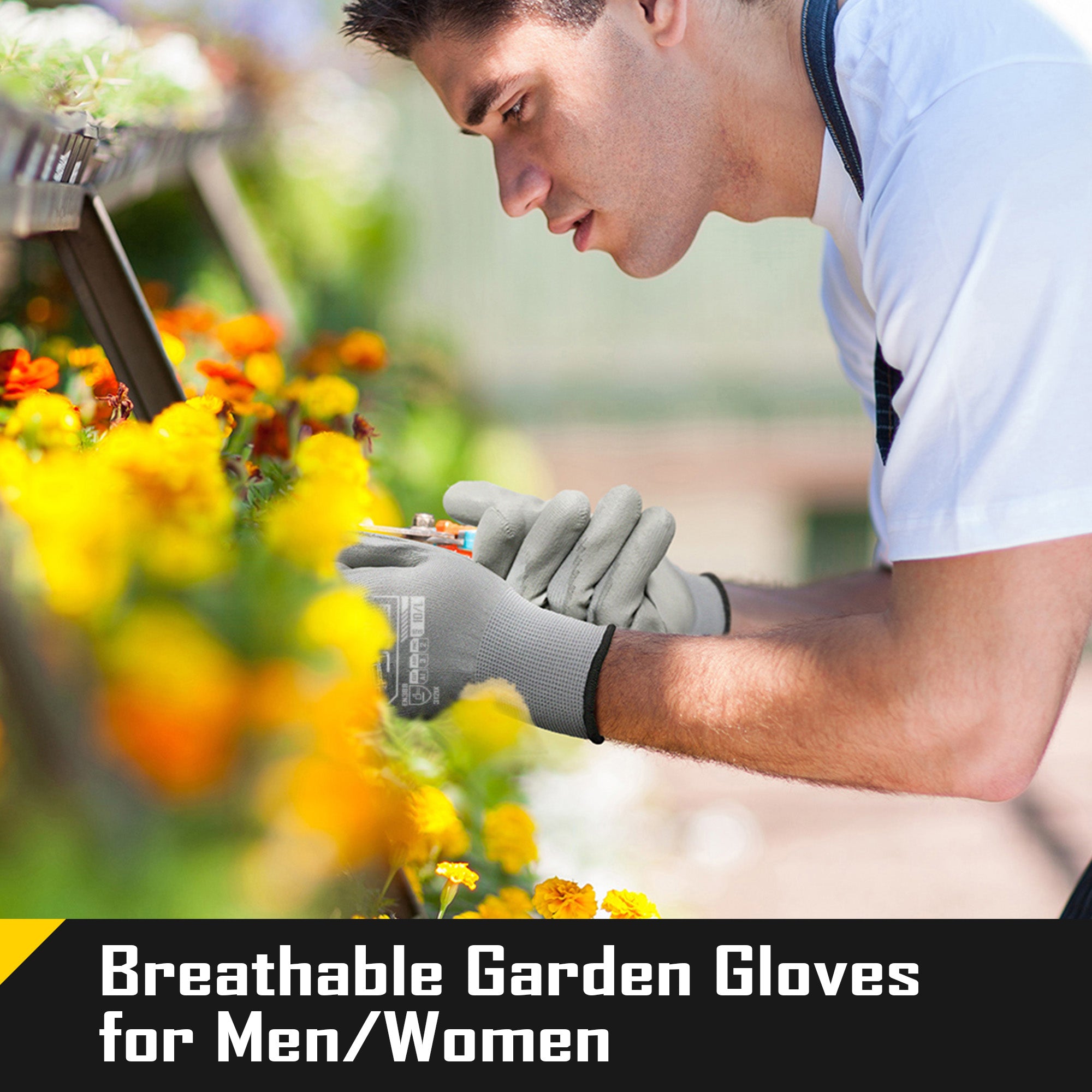 COOLJOB 12/60/120 Pairs Safety Work Gloves Pack Bulk with Grip PU Coating（Grey）