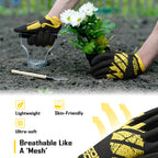 COOLJOB Breathable Men’s Work Gloves with Silicone Grip, Touchscreen Mechanic Gloves (Black, Grey)