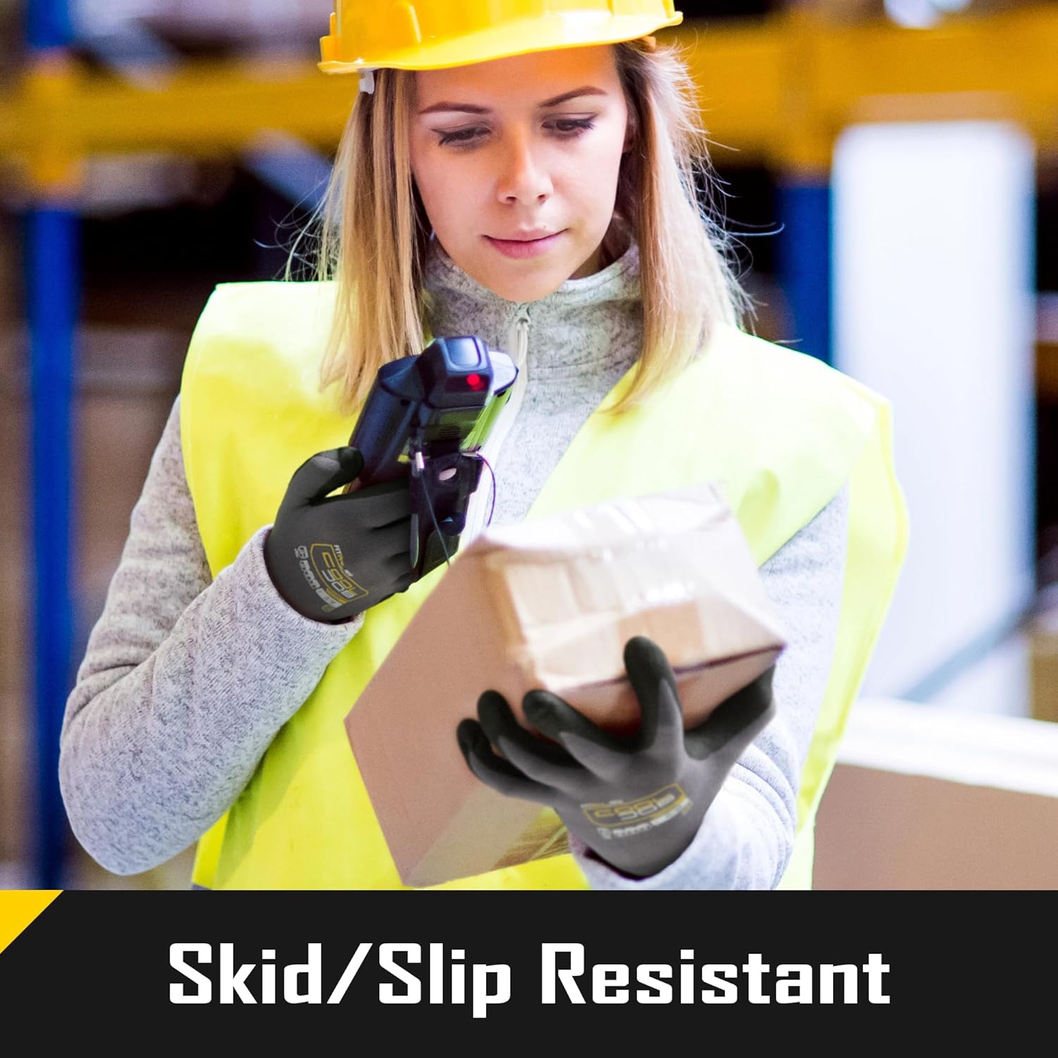 COOLJOB 3/12 Pairs Safety Work Gloves Microfoam Nitrile Rubber Coated, Touchscreen