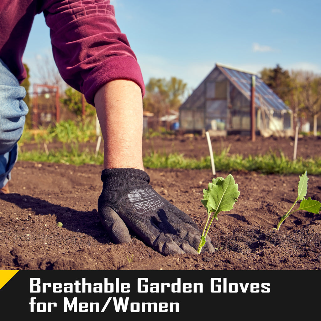 COOLJOB 120 Pairs Safety Work Gloves Pack Bulk with Grip PU Coating, Touchscreen（Black）