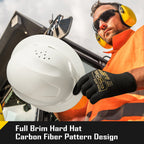 COOLJOB Full Brim Hard Hat, Vented Construction Safety Helmet OSHA Approved, 6-Point Ratchet Suspension