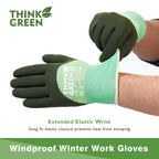 COOLJOB Think Green Thick Fleece Lined Winter Thermal Warm Freezer Work Gloves, Non-Slip Grip