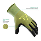 COOLJOB 2 Pairs Bamboo Touchscreen Gardening Work Gloves, Grippy Nitrile Rubber Coated