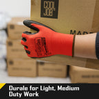 COOLJOB 12/60/120 Pairs Safety Work Gloves Pack Bulk with Grip PU Coating（Red）