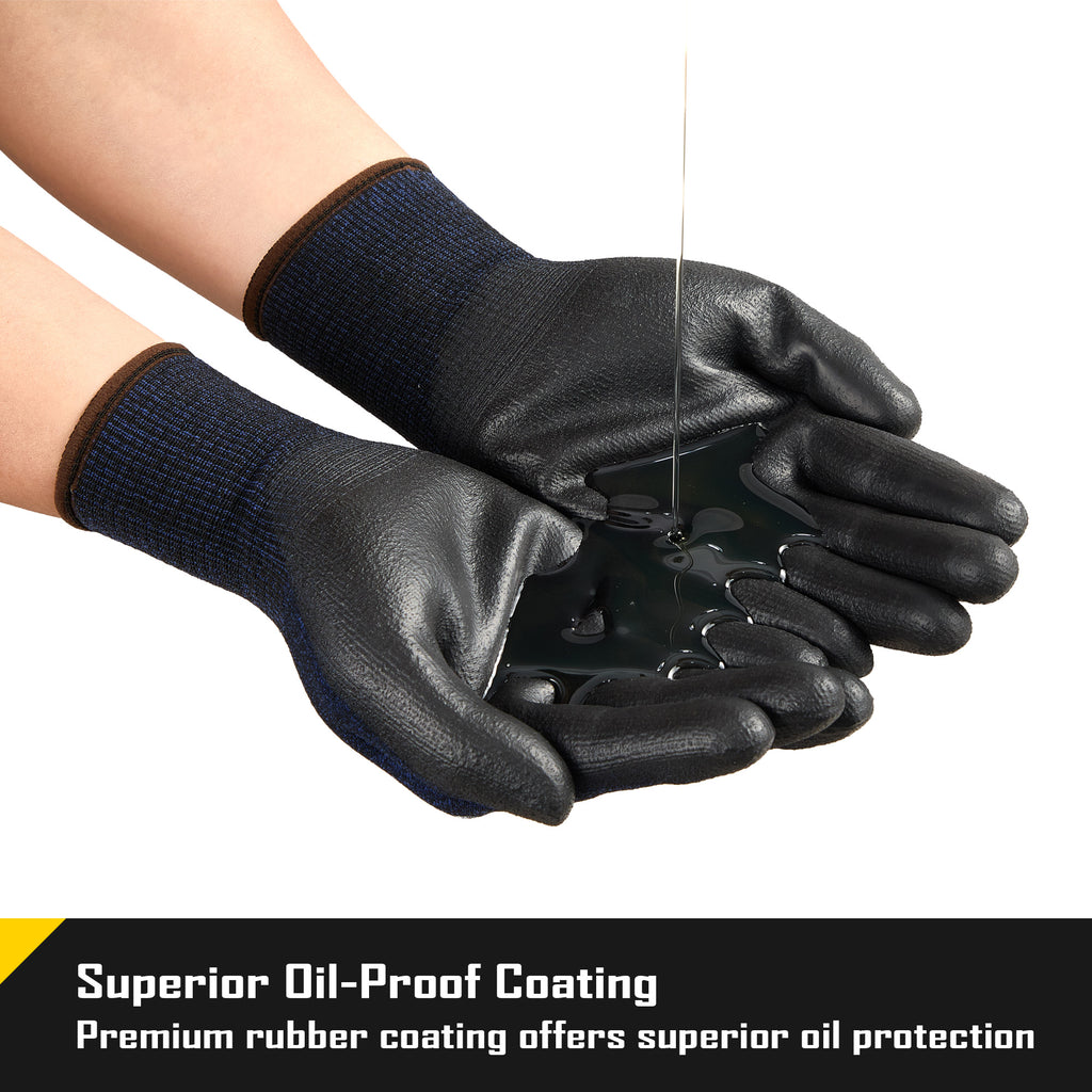 COOLJOB 12 Pairs Safety Work Gloves, Seamless Knit Nylon with Full Fingers Touchscreen, Non-slip Grip Rubber Dipped
