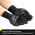 COOLJOB 12 Pairs Safety Work Gloves, Seamless Knit Nylon with Full Fingers Touchscreen, Non-slip Grip Rubber Dipped