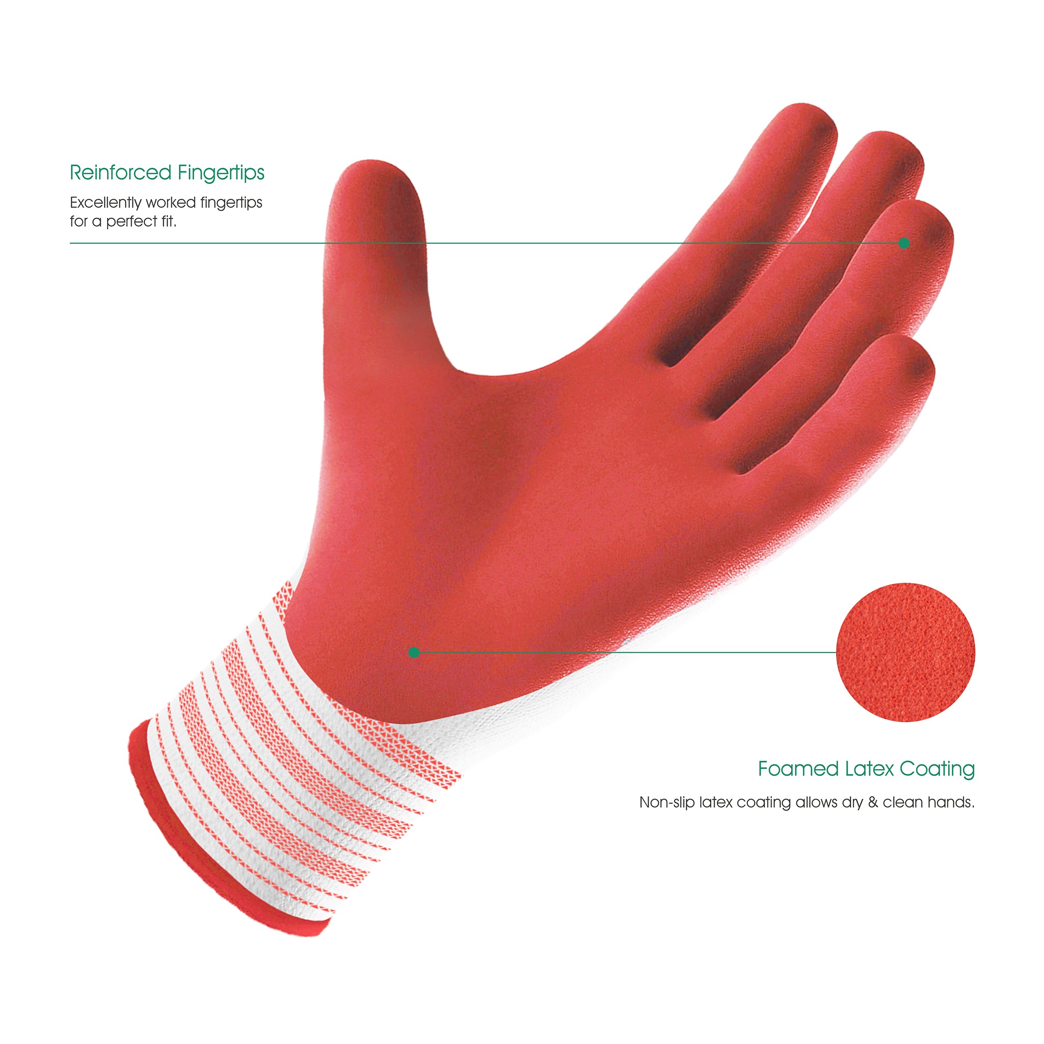 COOLJOB 2/6/10 Pairs Garden Gloves for Women, Bright Red & Mint Green