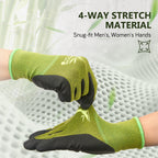 COOLJOB 2 Pairs Bamboo Touchscreen Gardening Work Gloves, Grippy Nitrile Rubber Coated