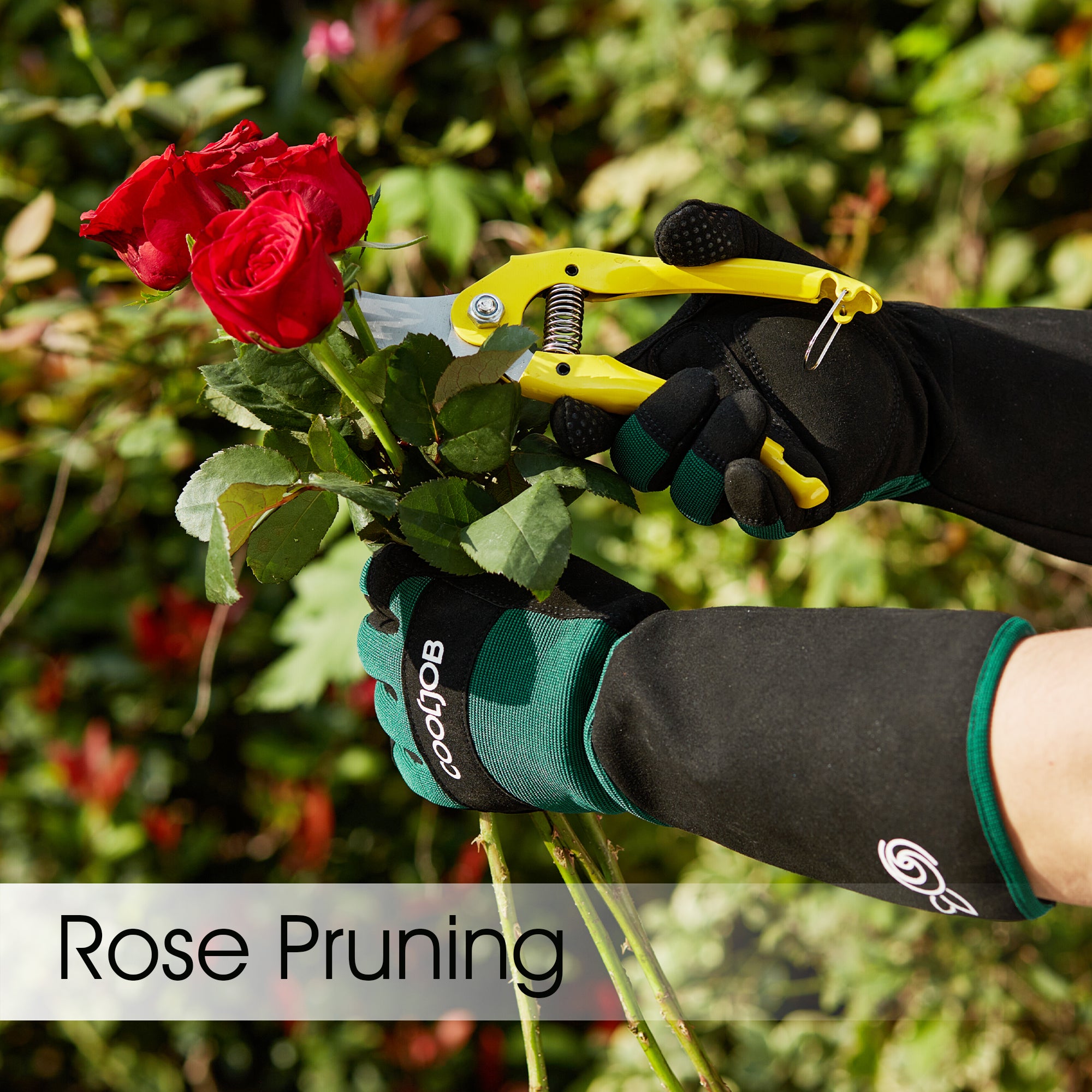 COOLJOB Thorn Proof Rose Pruning Garden Gloves, Longer Sleeve, Puncture Resistant (Green)