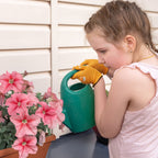 COOLJOB Breathable Toddler Work Gloves for Gardening Boy Girl, Nylon Kids Garden Gloves with Grip, Children Yard Gloves, Yellow & Brown, 2 Pairs