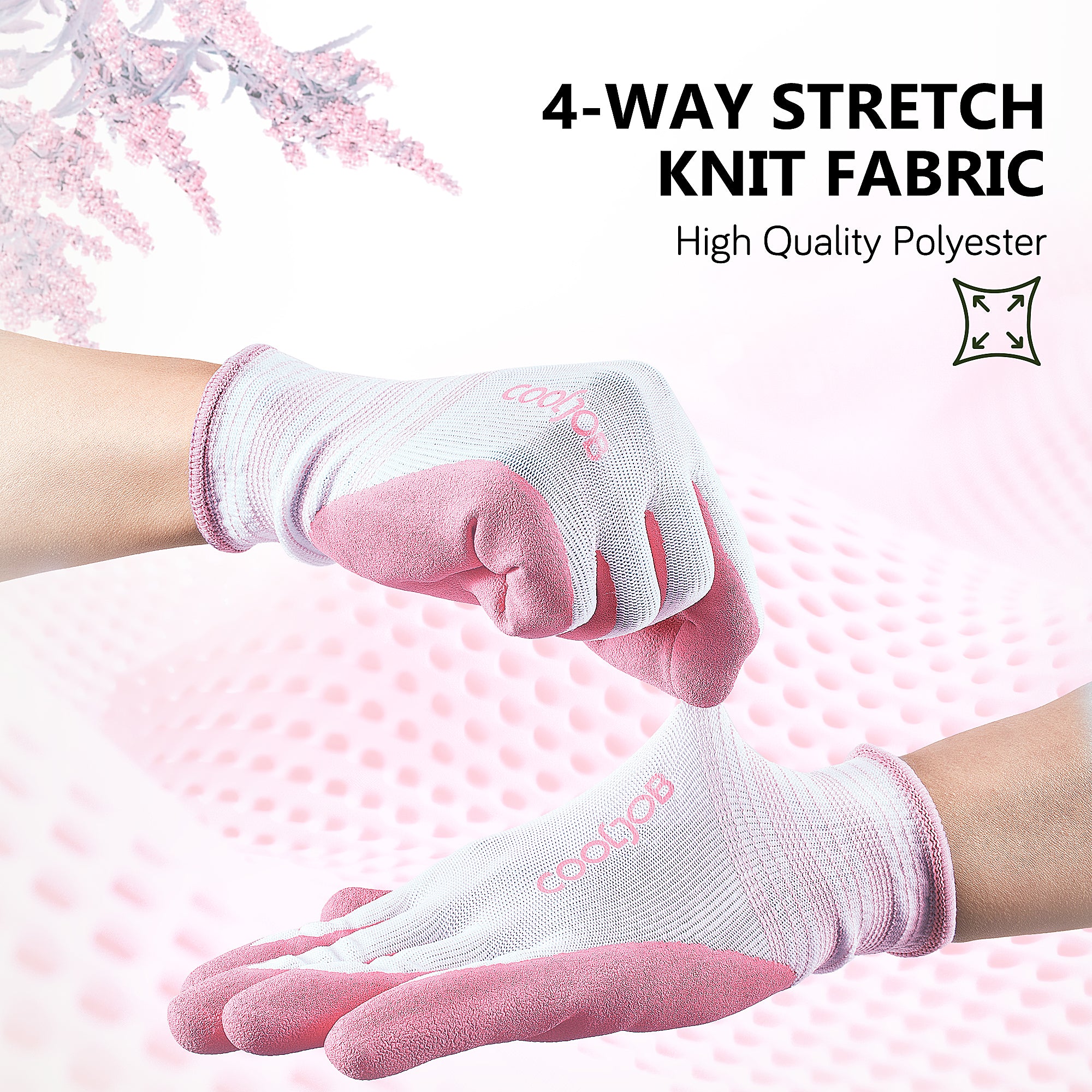 COOLJOB 2/6/12 Pairs Gardening Gloves for Women Ladies, Breathable Rubber Coated for Yard Garden, Sakura Pink & Light Blue