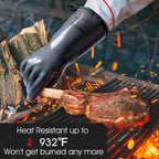 COOLJOB Heat Resistant Oven Gloves, Waterproof Liquid Silicone BBQ Grilling Gloves for Barbecue, Kitchen Cleaning, Baking