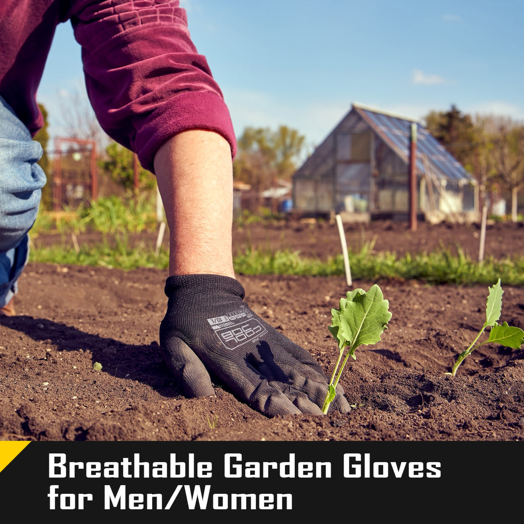 COOLJOB 12/60/120 Pairs Safety Work Gloves Pack Bulk with Grip PU Coating（Black）