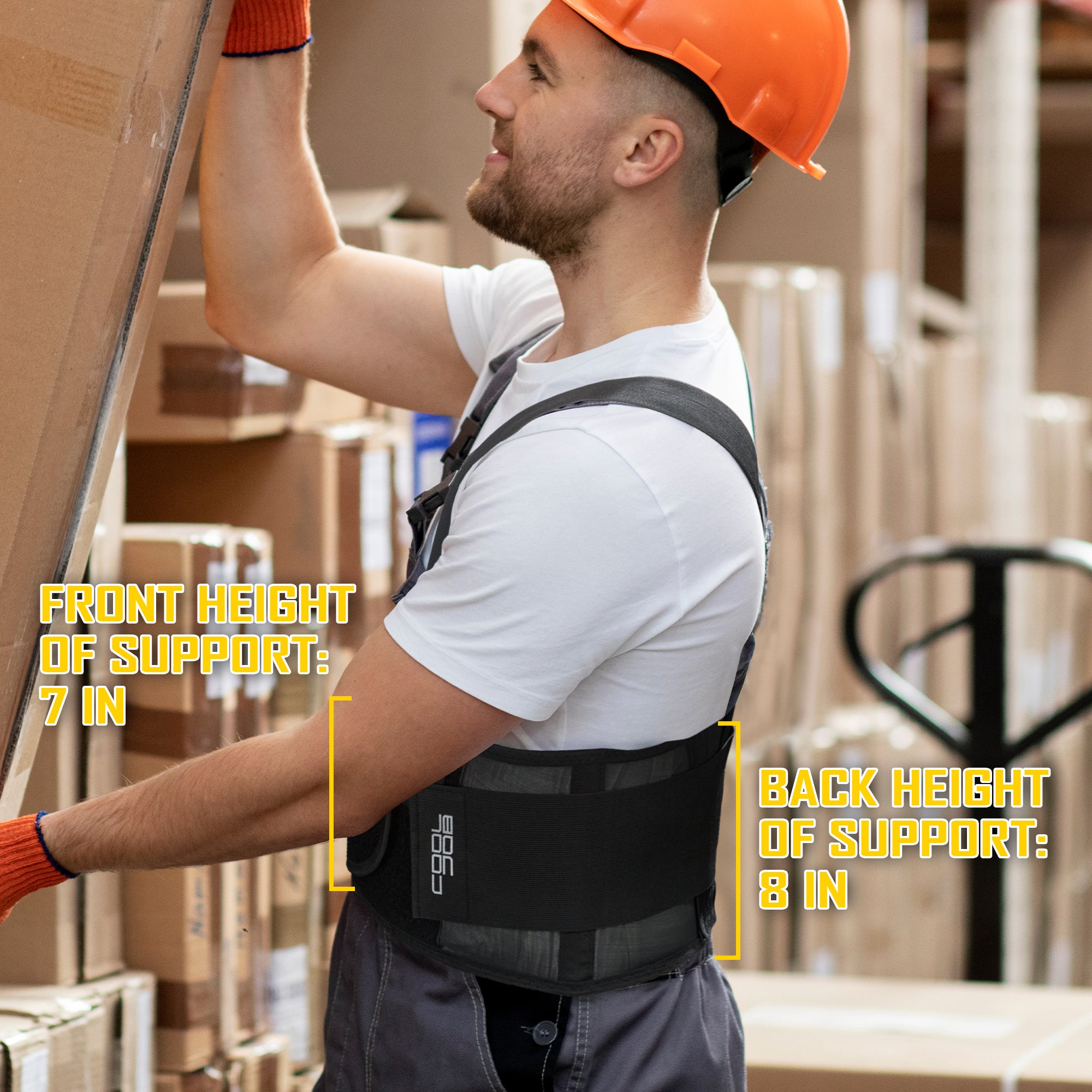 COOLJOB Expert Back Brace for Lower Back Pain Relief, Powerful Lumbar Support with 3D Foam Pad and Elastic Shoulder Strap, Breathable Adjustable Support Belt