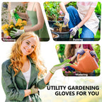 COOLJOB 2/6/10 Pairs Gardening Gloves for Women Ladies, Breathable Rubber Coated for Yard Garden, Lavender Purple & Green Apple