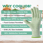 COOLJOB Food Grade Cut Resistant Gloves, Bamboo Rayon Safety Work Gloves Level 5 A3 Cutting Protection