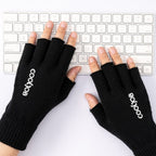 COOLJOB 2 Pairs Warm Knit Fingerless Gloves, Half Finger Winter Stretchy Mittens with Non-Slip Silicone Grip