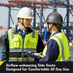 COOLJOB Full Brim Hard Hat, Vented Construction Safety Helmet OSHA Approved, 6-Point Ratchet Suspension