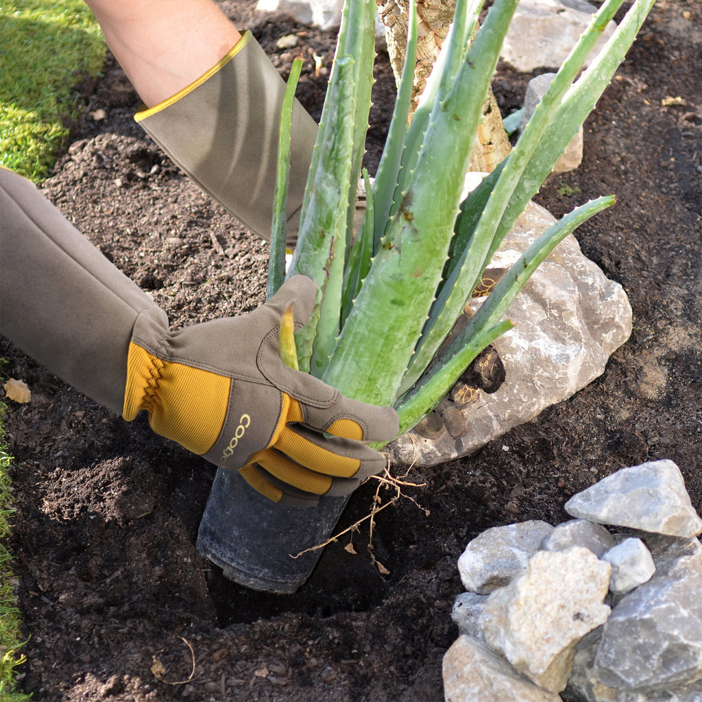 COOLJOB Thorn Proof Rose Pruning Garden Gloves, Longer Sleeve, Puncture Resistant (Orange)