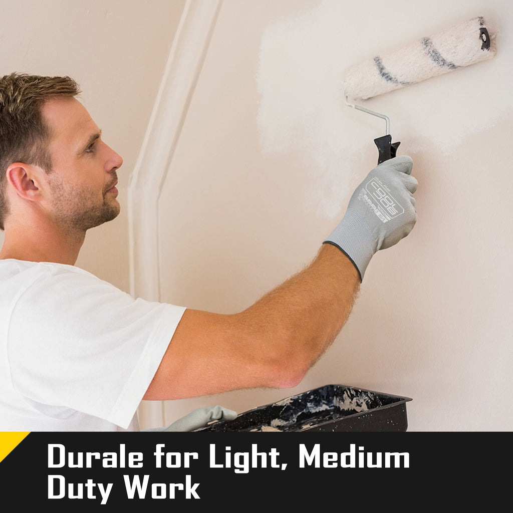 COOLJOB 12/60/120 Pairs Safety Work Gloves Pack Bulk with Grip PU Coating（Grey）