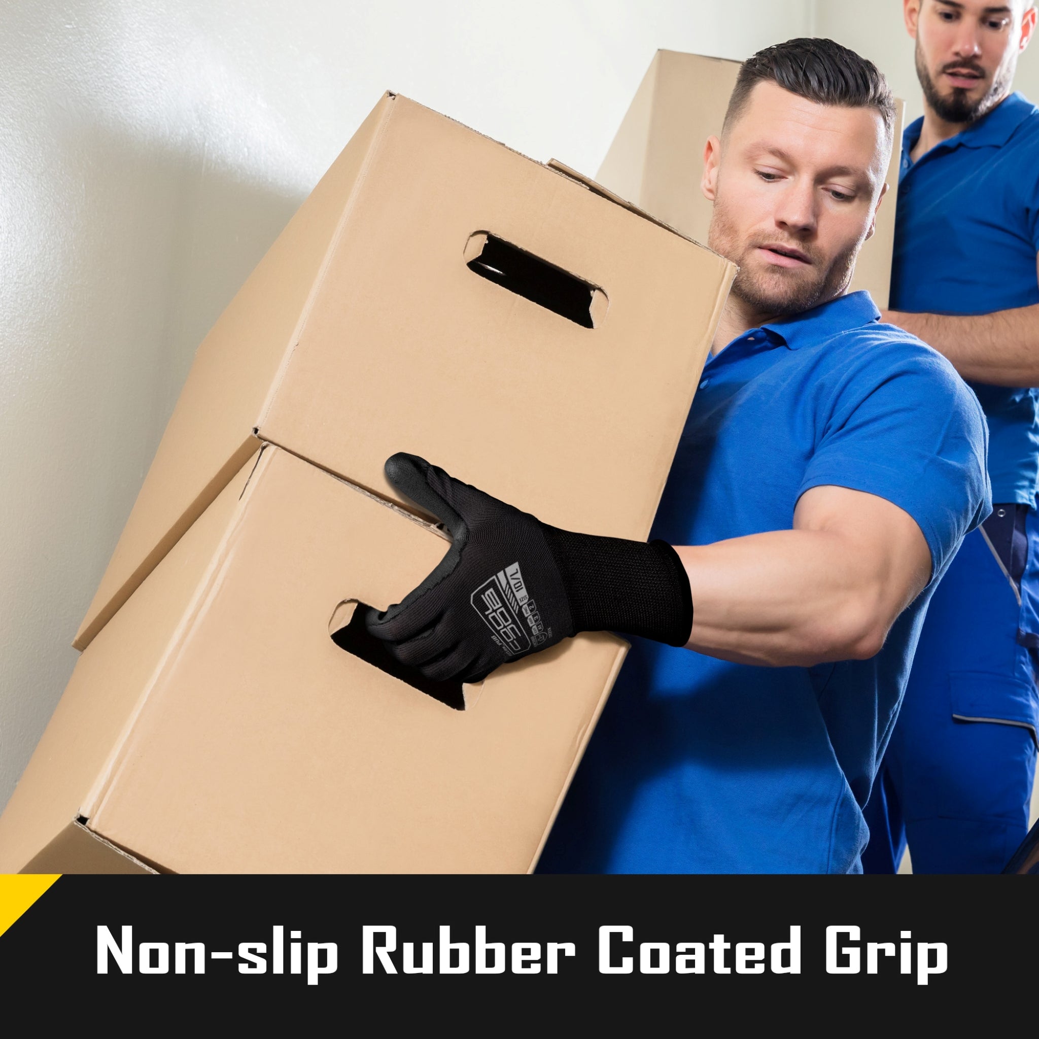 COOLJOB 12/60/120 Pairs Safety Work Gloves Pack Bulk with Grip PU Coating（Black）