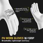 COOLJOB 12/60/120 Pairs Safety Work Gloves Pack Bulk with Grip PU Coating（White）