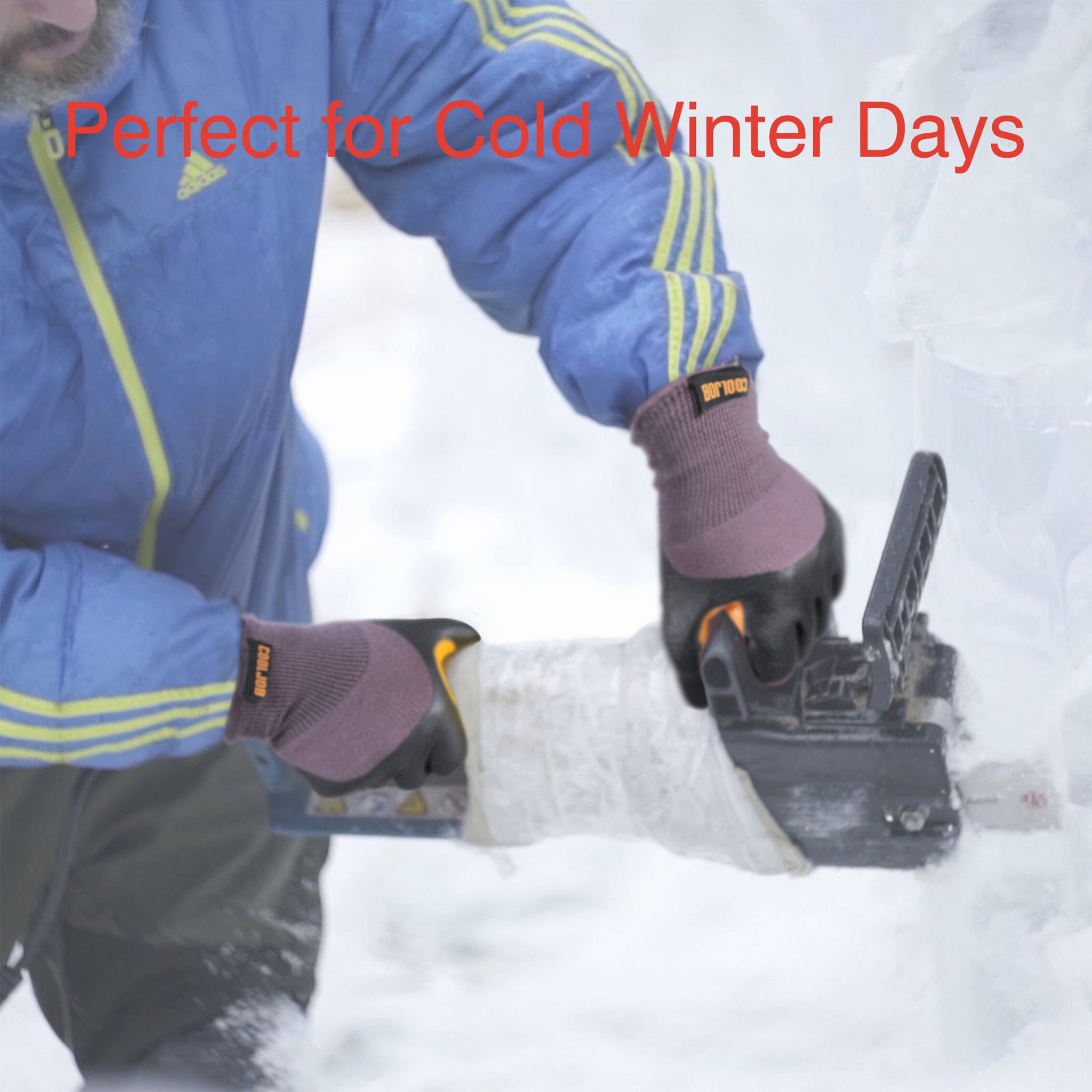 COOLJOB Winter Work Gloves with Anti-slip Grip, Touchscreen Microfoam Nitrile Dipped