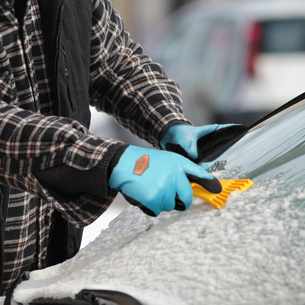 COOLJOB Waterproof Winter Freezer Gloves, Double Coated Rubber Safety Work Glvoes (Blue)