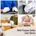 COOLJOB 6 Pairs 100% Cotton Gloves for Dry Hands Moisturizing & Eczema