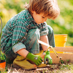 COOLJOB 3 Pairs Kids Gloves, Grippy Rubber Coated Garden Work Gloves for Children, Red & Green & Blue