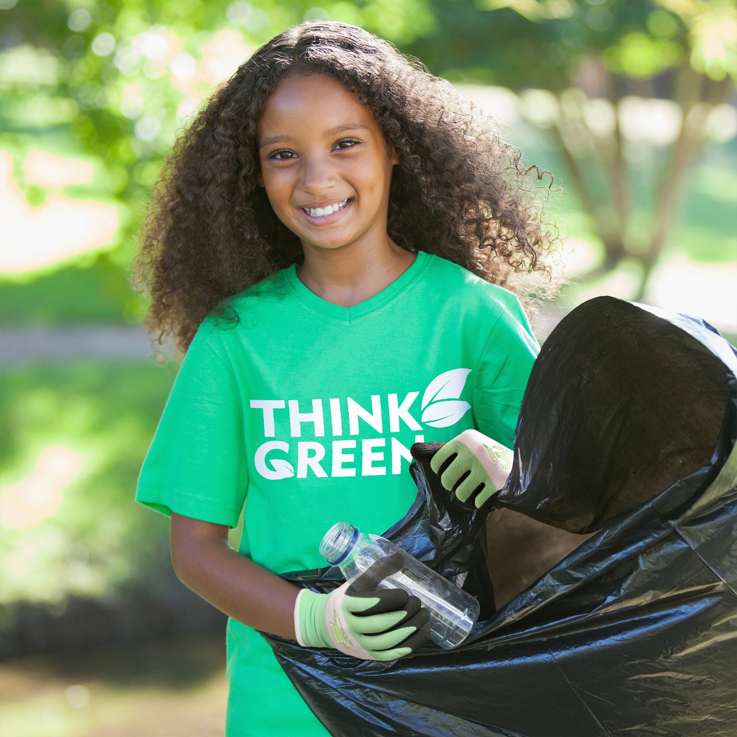 COOLJOB 2 Pairs Think Green Garde Gloves for kids Age 5-7, Rubber Coated Yard Work Gloves