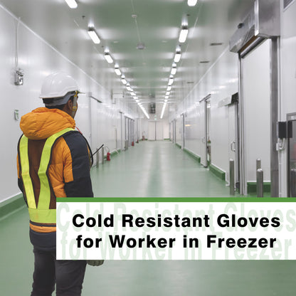 COOLJOB Think Green Thick Fleece Lined Winter Thermal Warm Freezer Work Gloves, Non-Slip Grip