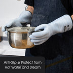 COOLJOB Heat Resistant Oven Gloves, Waterproof Liquid Silicone BBQ Grilling Gloves for Barbecue, Kitchen Cleaning, Baking