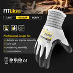 COOLJOB 10 Pairs Bulk Safety Work Gloves for Men, Touchscreen MicroFoam Nitrile Coated Garden Gloves with Grip for Lawn Care, Oil Resistant for Warehouse Yard, 100% Recycled Polyester