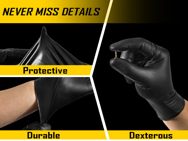 COOLJOB 5 Mil Black Disposable Nitrile Gloves, Heavy-Duty for Household Cleaning, Cooking, Working, Powder Free