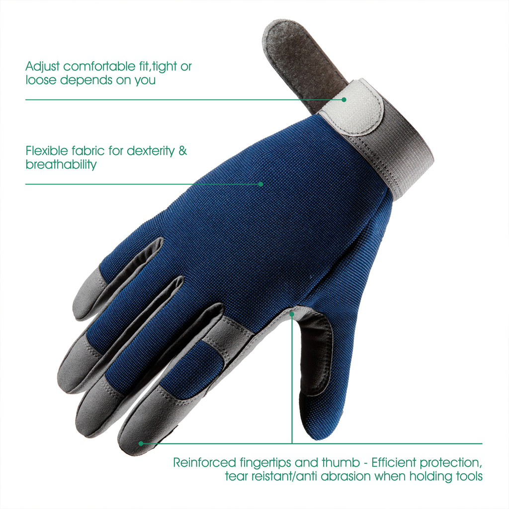 COOLJOB Thorn Proof Garden Gloves with Touchscreen Fingers (Navy)